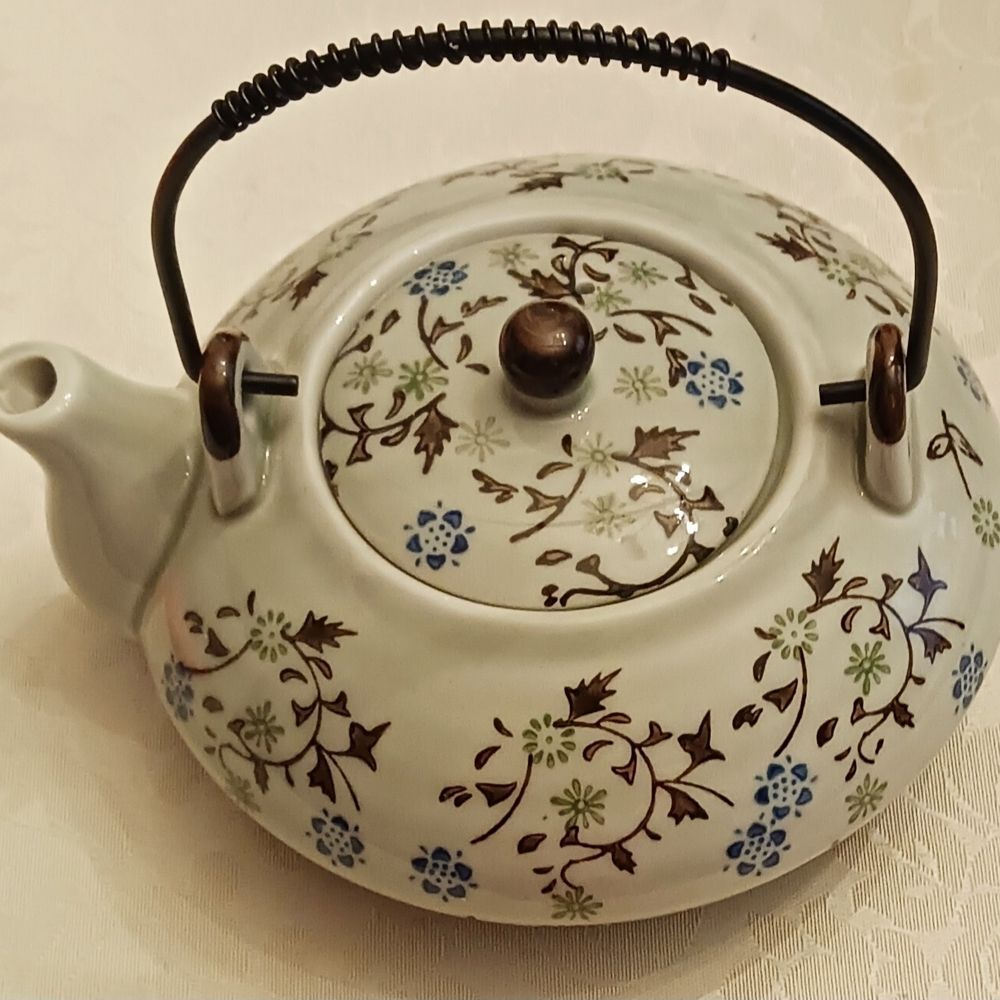 Pier 1 Import TOMOKA Hand-pained Porcelain Teapot with Handle